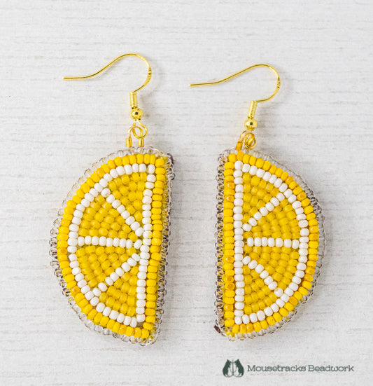 Beaded Lemon Slice Earrings