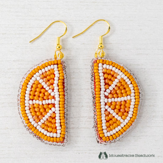 Beaded Orange Slice Earrings