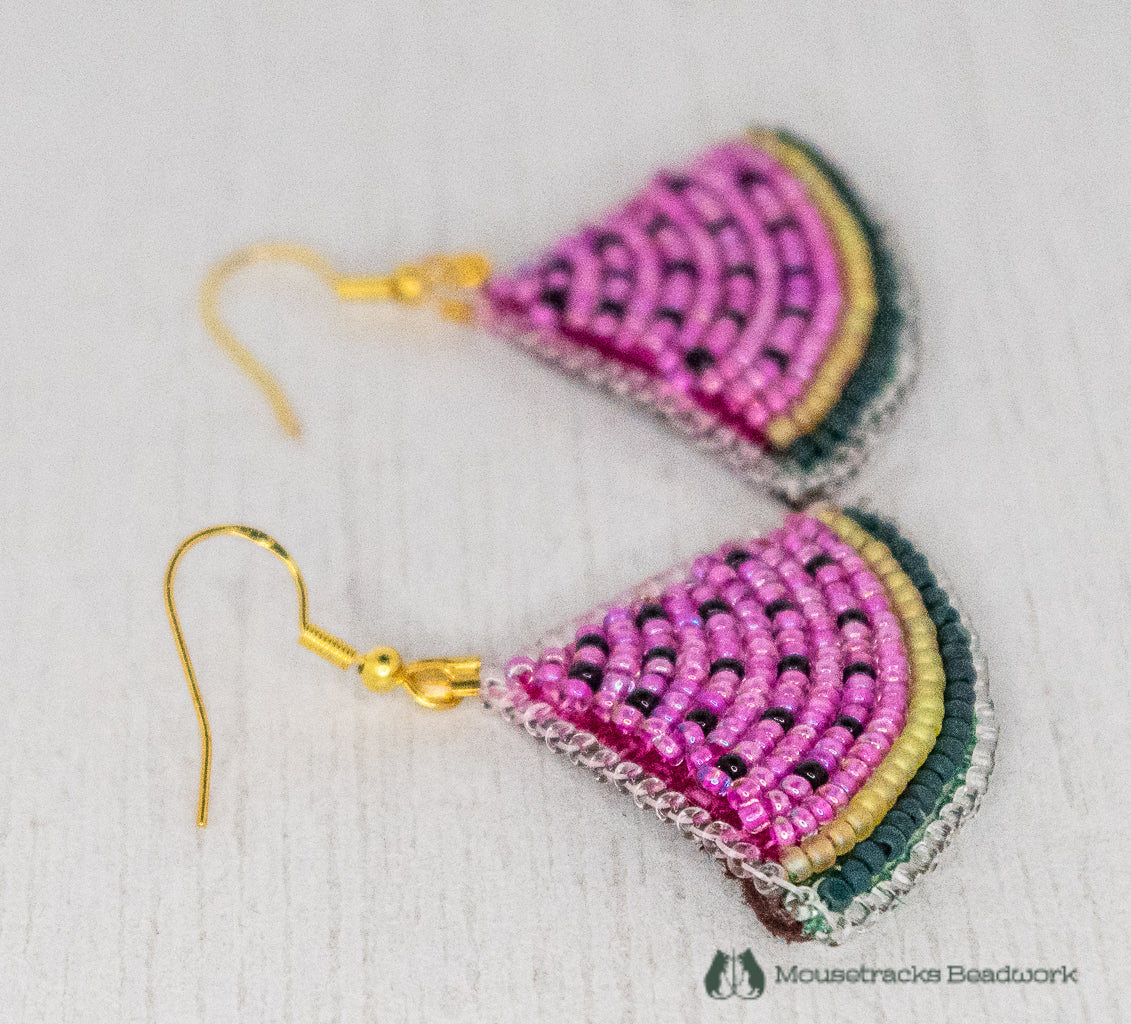 Beaded Watermelon Slice Earrings