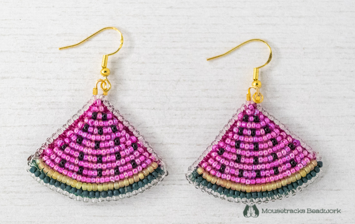 Beaded Watermelon Slice Earrings