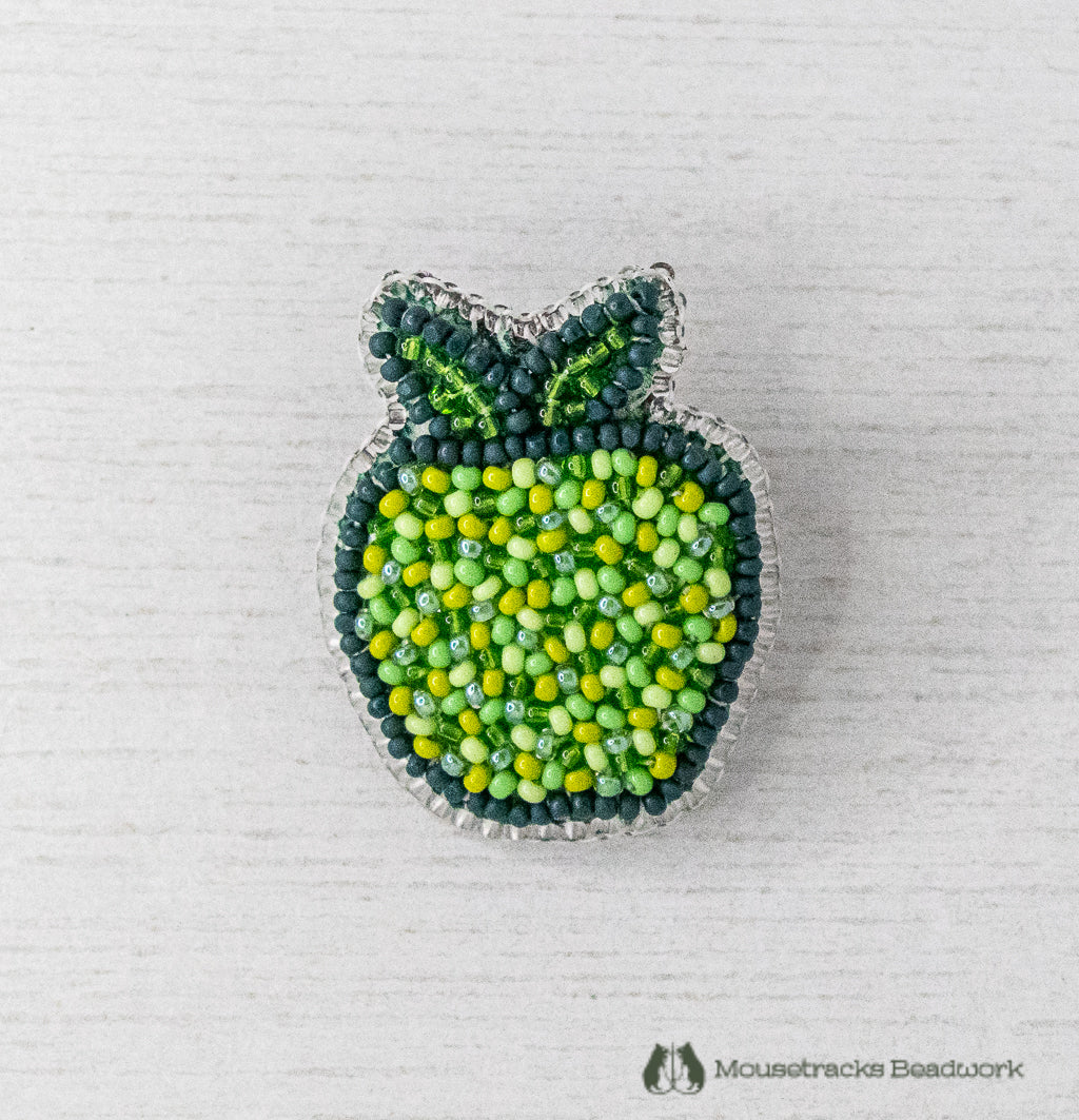 Beaded Green Apple Pin