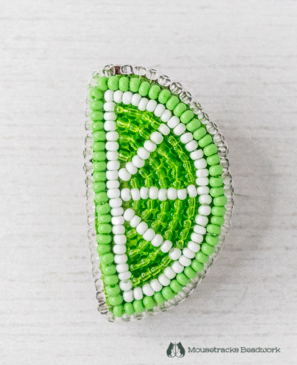 Beaded Lime Slice Pin