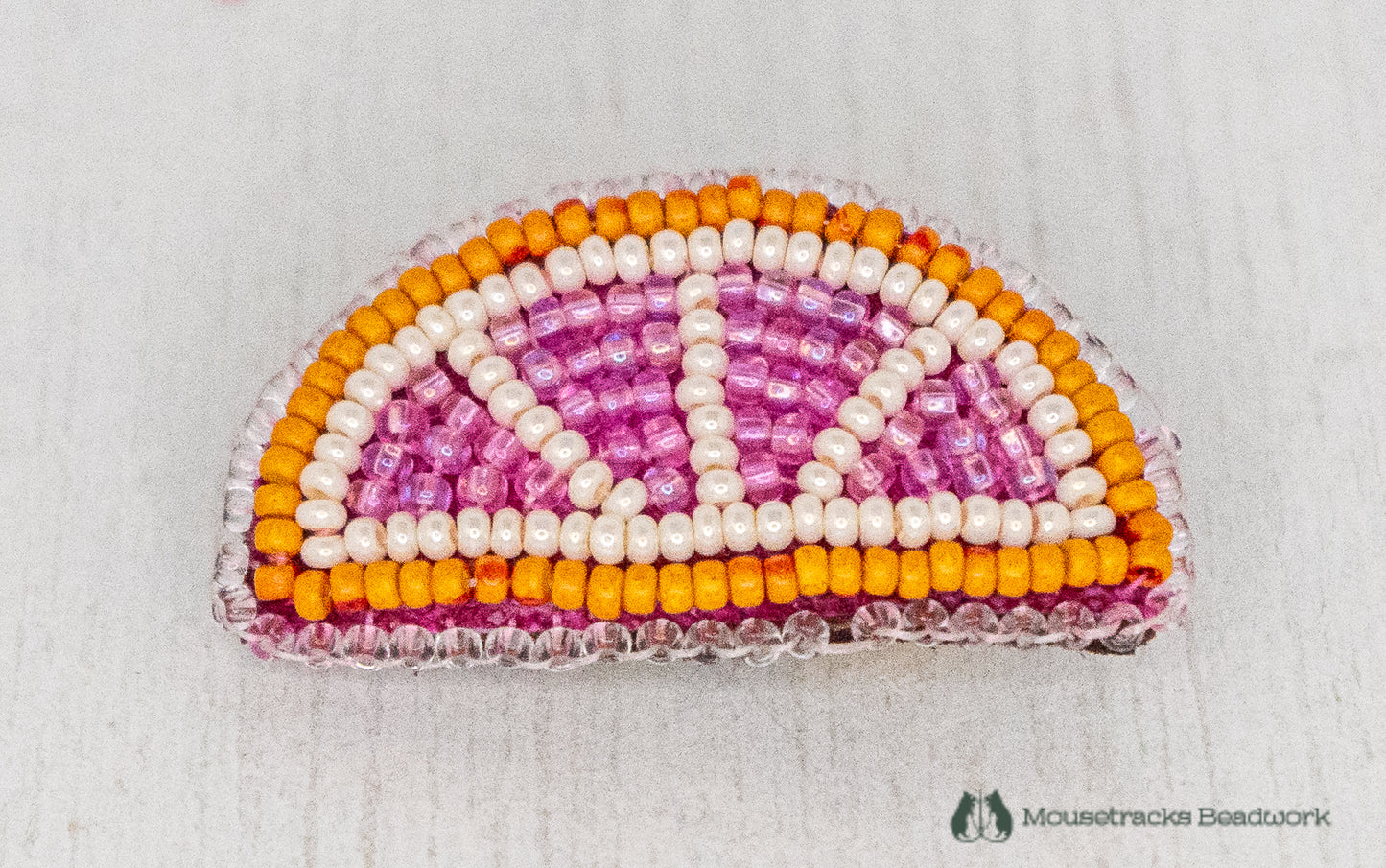 Beaded Pink Grapefruit Slice Pin