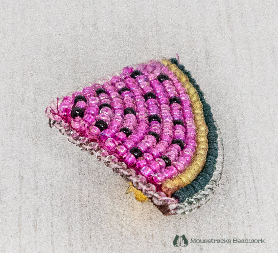 Beaded Watermelon Slice Pin