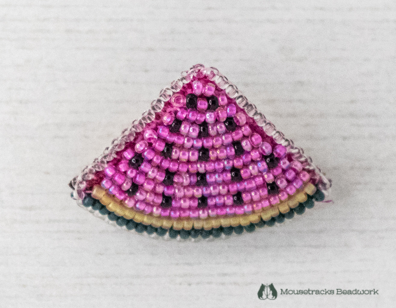 Beaded Watermelon Slice Pin