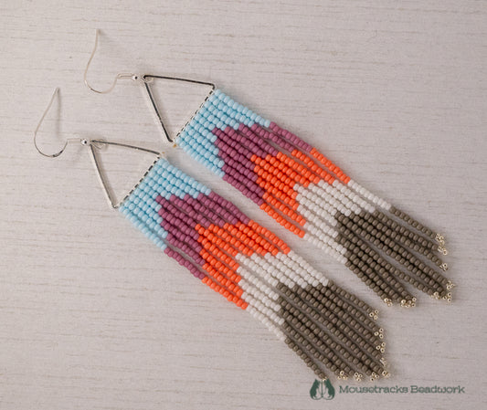 Beaded Alpenglow Fringe Earrings