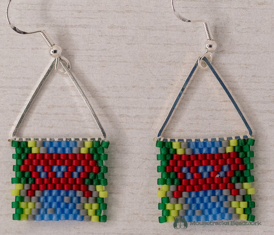 Beaded Kaslo Red Bridge Brick Stitch Earrings